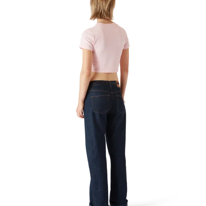 Kort T-shirt med orkidé-logotyp Kort T-shirt med orkidé-logotyp