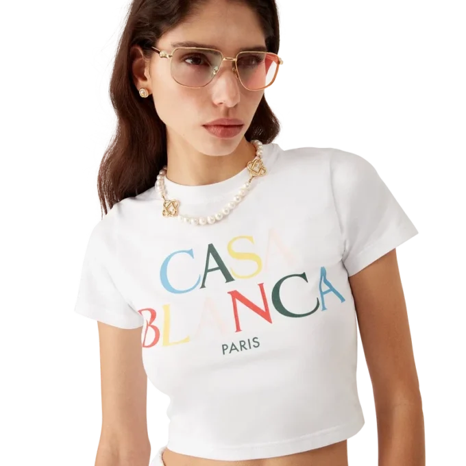 Kort T-shirt med staplat logo