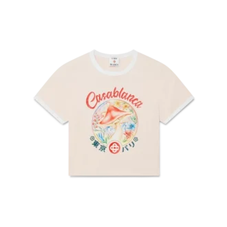 Kort T-shirt med svampemblem