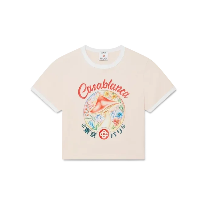 Kort T-shirt med svampemblem Kort T-shirt med svampemblem