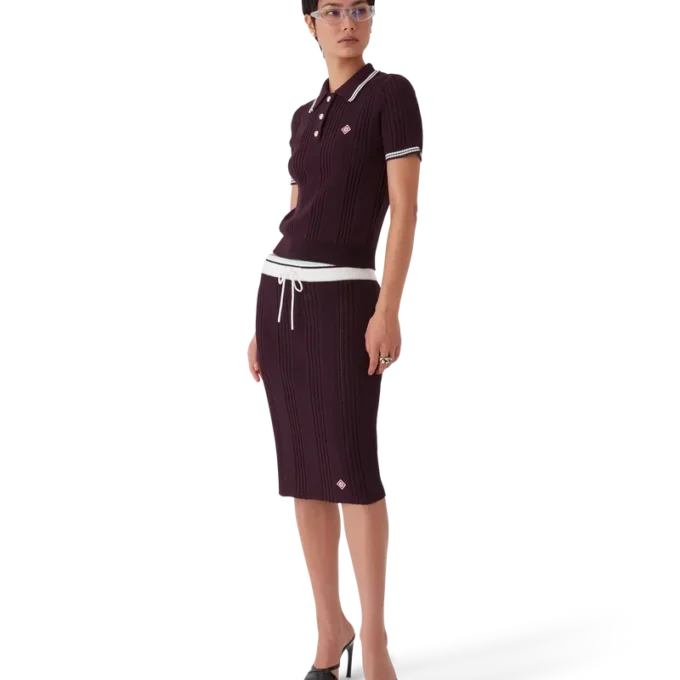 Kortärmad pikétröja i bomullstrik