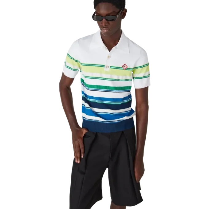 Kortärmad pikétröja med gradientrand