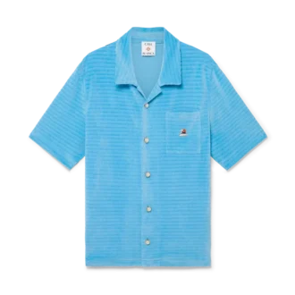 Kortärmad randig skjorta i velour