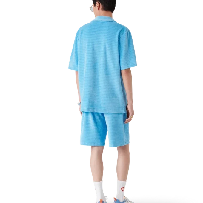 Kortärmad randig skjorta i velour