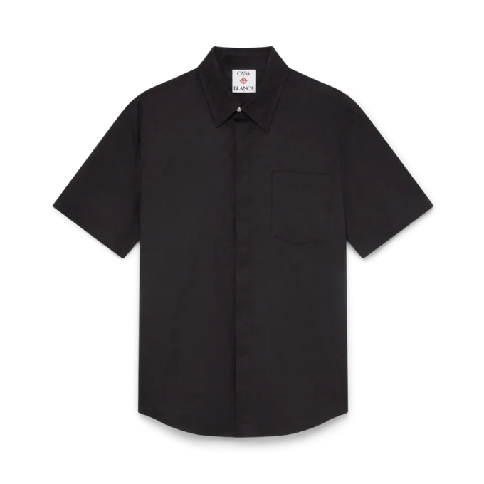 Kortärmad skjorta i bomull med monogram