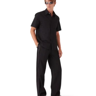 Kortärmad skjorta i bomull med monogram