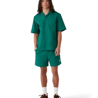 Kortärmad skjorta i bomullsjacquard med monogram