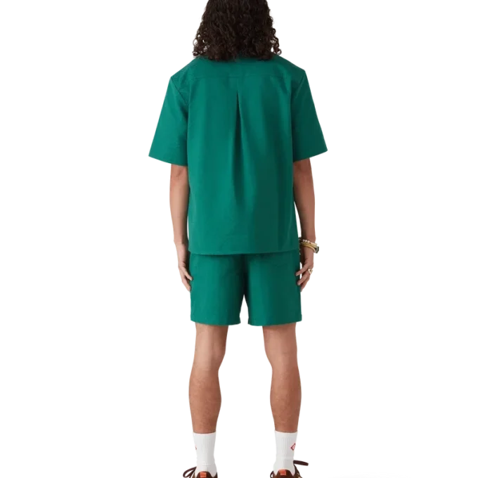 Kortärmad skjorta i bomullsjacquard med monogram