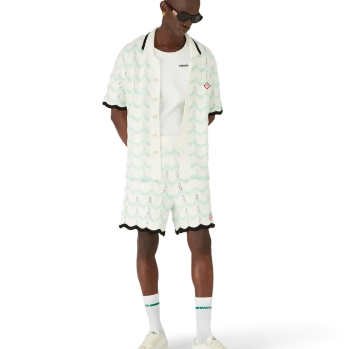 Kortärmad skjorta i bomullsväv med gradientmönster