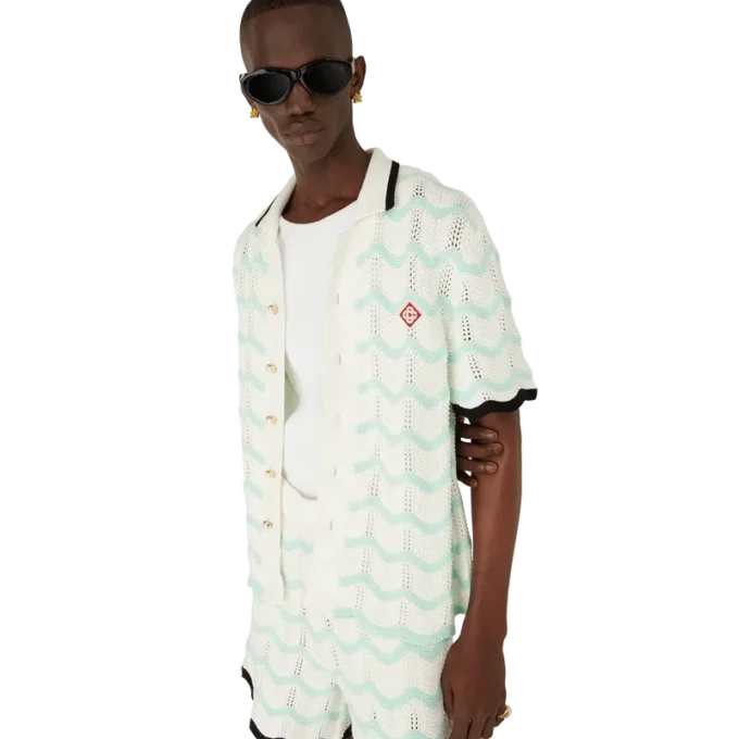 Kortärmad skjorta i bomullsväv med gradientmönster