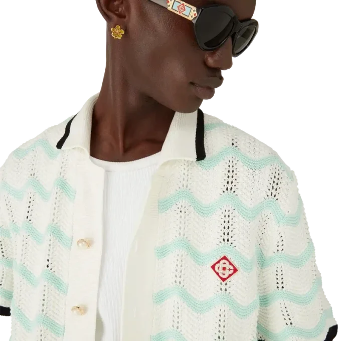 Kortärmad skjorta i bomullsväv med gradientmönster