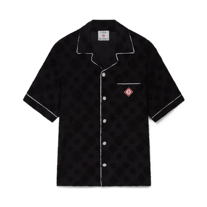 Kortärmad skjorta i frotté med monogram