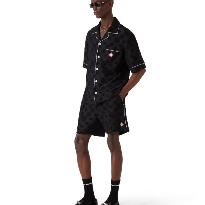 Kortärmad skjorta i frotté med monogram