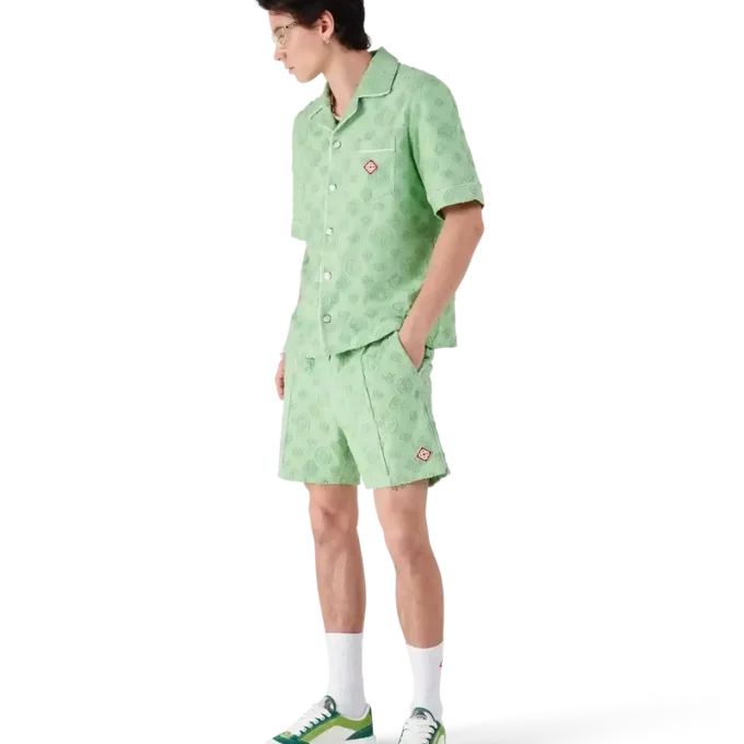 Kortärmad skjorta i frotté med monogram