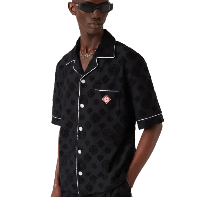 Kortärmad skjorta i frotté med monogram