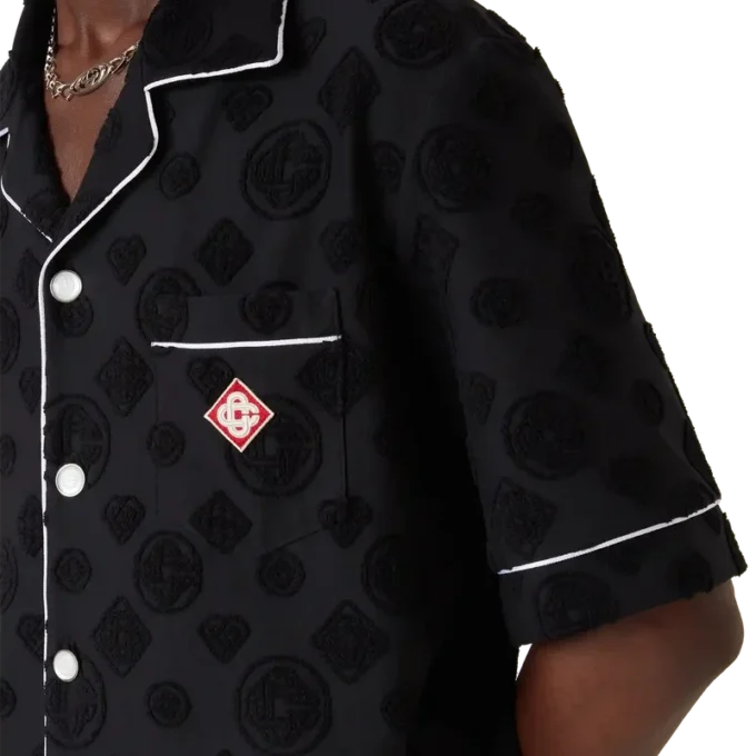 Kortärmad skjorta i frotté med monogram