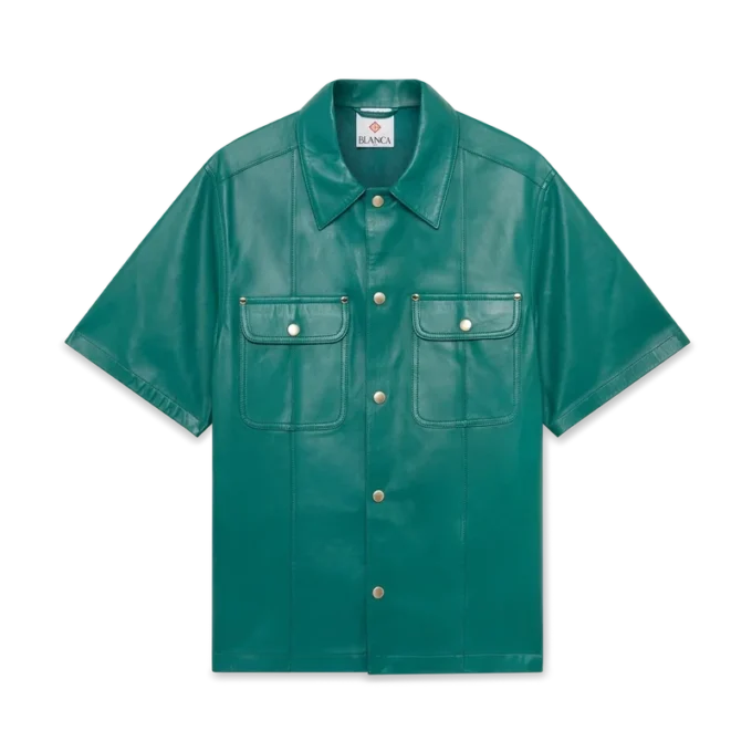Kortärmad skjorta i läder