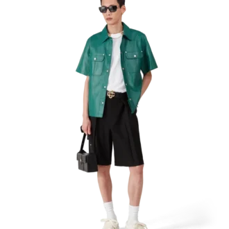 Kortärmad skjorta i läder