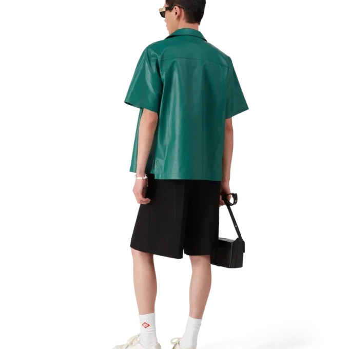 Kortärmad skjorta i läder