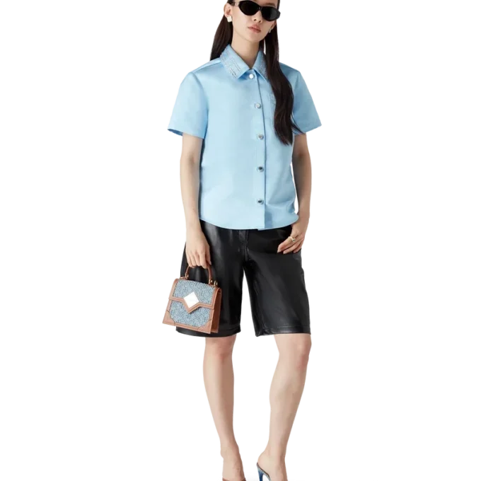 Kortärmad skjorta i satin