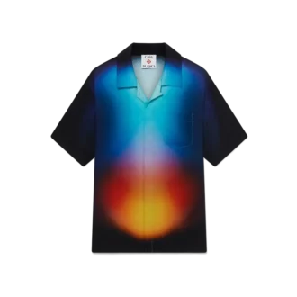 Kortärmad skjorta i silke med gradientmönster