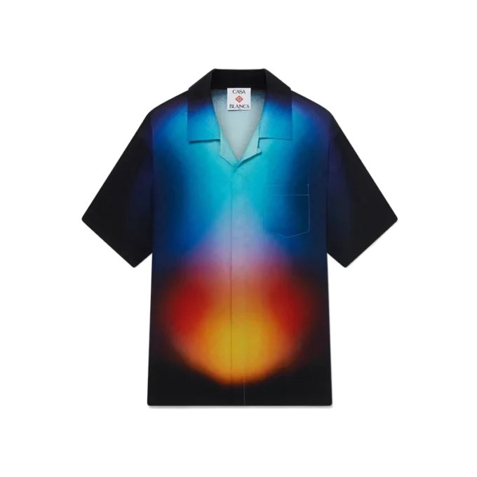 Kortärmad skjorta i silke med gradientmönster Kortärmad skjorta i silke med gradientmönster