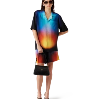 Kortärmad skjorta i silke med gradientmönster