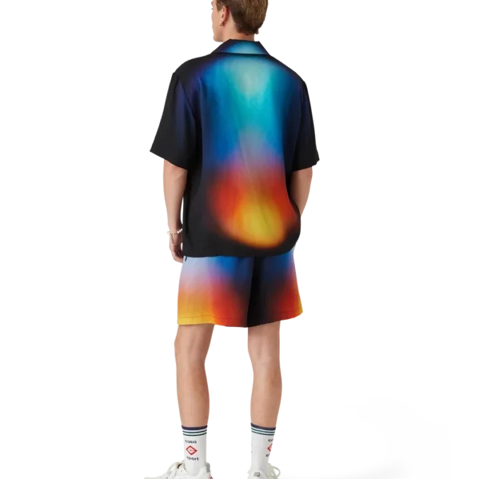 Kortärmad skjorta i silke med gradientmönster Kortärmad skjorta i silke med gradientmönster