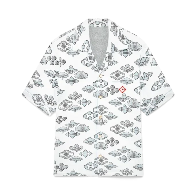 Kortärmad skjorta med jacquardmönster