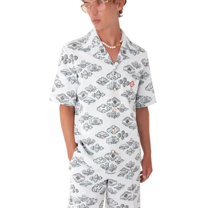 Kortärmad skjorta med jacquardmönster