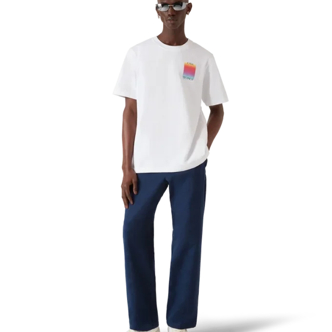 Kortärmad T-shirt med gradientfärgat fyrkantigt logo