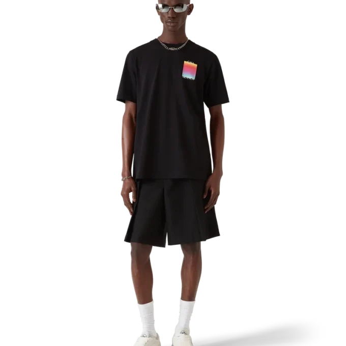 Kortärmad T-shirt med gradientfärgat fyrkantigt logo