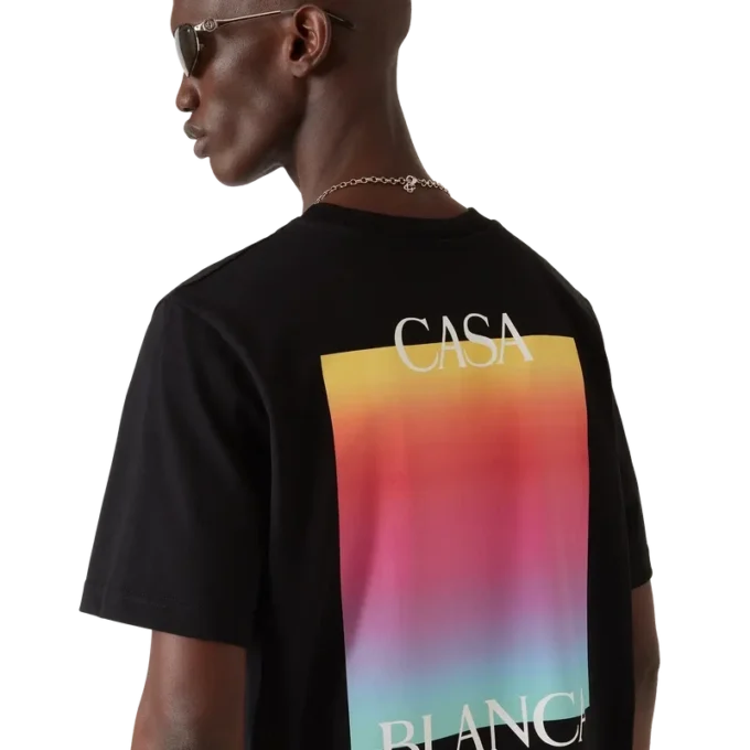 Kortärmad T-shirt med gradientfärgat fyrkantigt logo