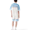 Kortärmad tennisskjorta i bomull med virkad struktur