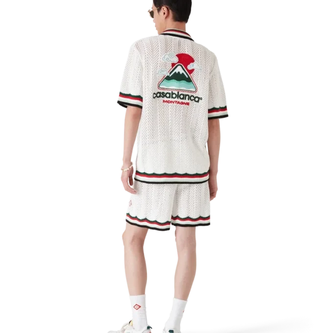 Kortärmad virkad skjorta i bomull, Montagne Ondulee Shorts