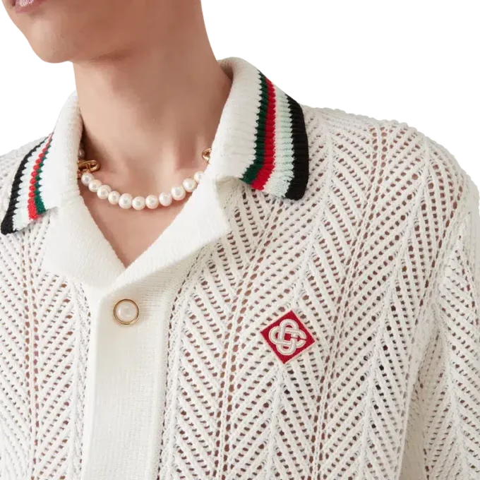 Kortärmad virkad skjorta i bomull, Montagne Ondulee Shorts