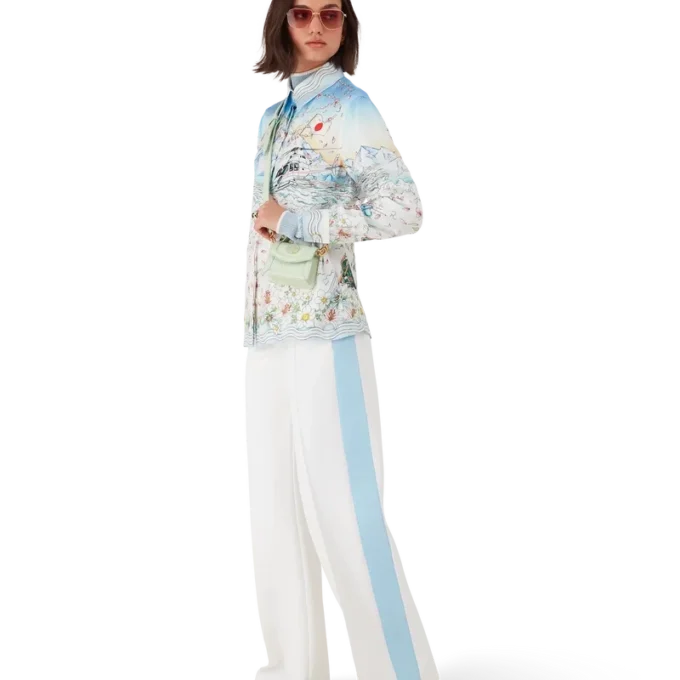 L’hiver Fleuri långärmad skjorta i silketwill