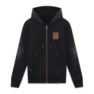 La Pramonition Crystal Embellished Zip Hooded Sweatshirt
