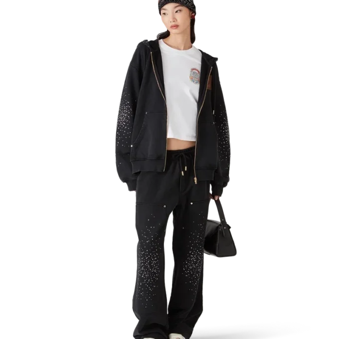 La Pramonition-joggingbyxor med kristallprydnader