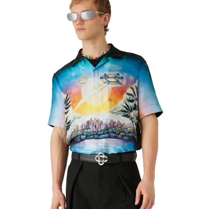 La Pramonition kortärmad silkesskjorta