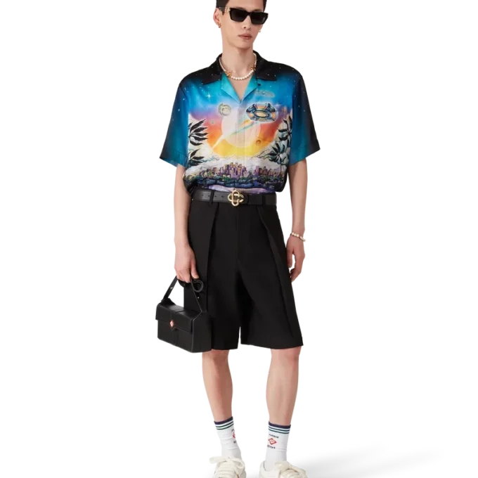 La Pramonition kortärmad silkesskjorta La Pramonition kortärmad silkesskjorta