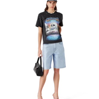 Denim Shorts med kristallprydnader