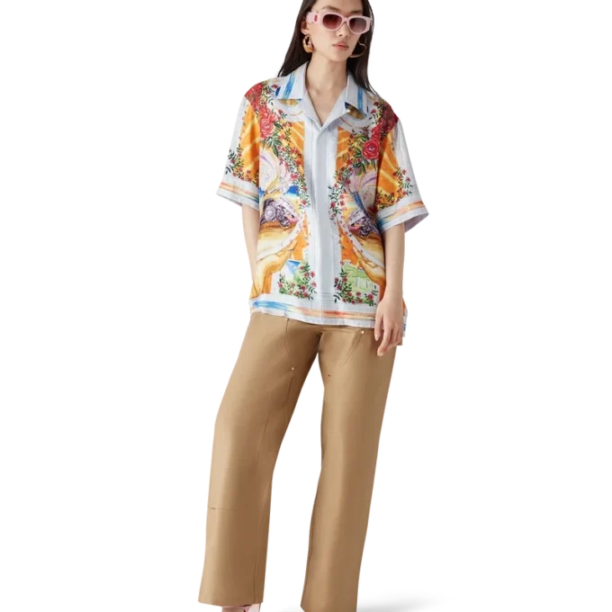 La Tornade De Rose kortärmad silkesskjorta La Tornade De Rose kortärmad silkesskjorta