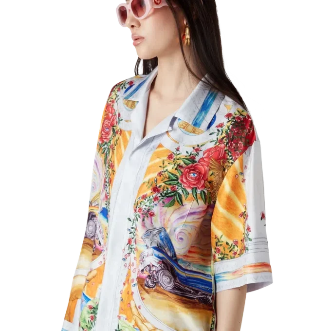 La Tornade De Rose kortärmad silkesskjorta La Tornade De Rose kortärmad silkesskjorta