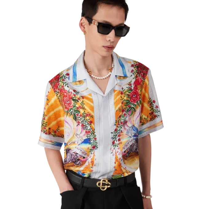 La Tornade De Rose kortärmad silkesskjorta La Tornade De Rose kortärmad silkesskjorta