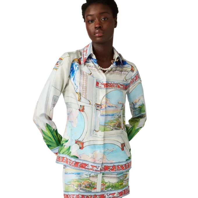 Le Passage långärmad silkesskjorta