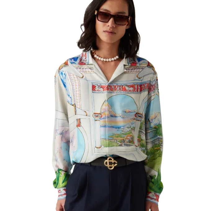 Le Passage långärmad silkesskjorta