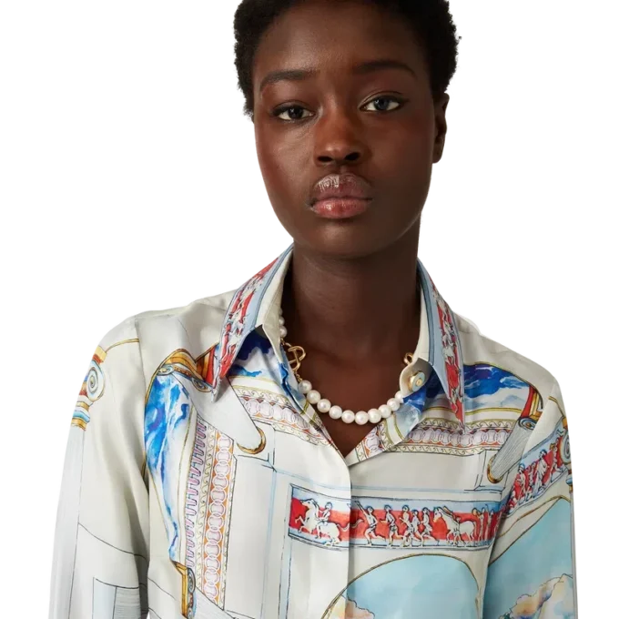 Le Passage långärmad silkesskjorta