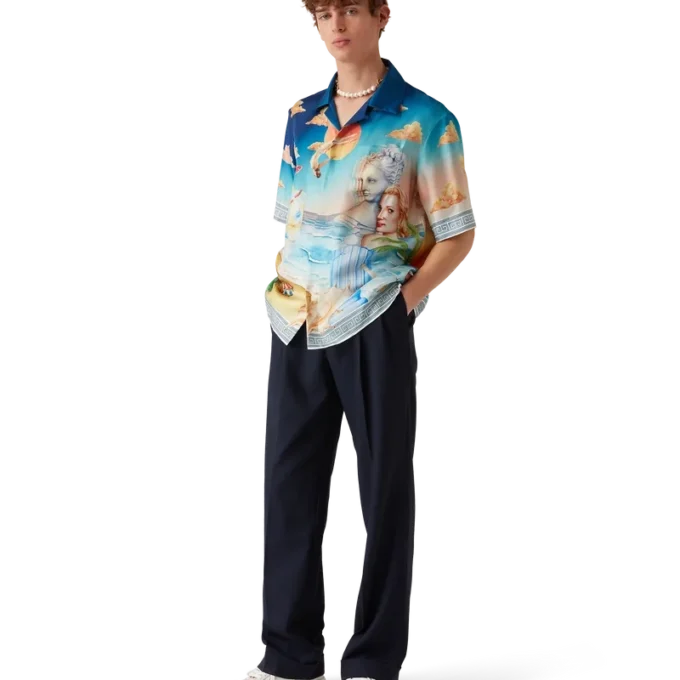 Le Plongeon kortärmad silkeskjorta Le Plongeon kortärmad silkeskjorta