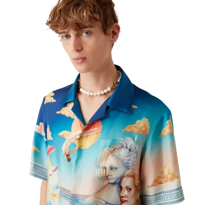 Le Plongeon kortärmad silkeskjorta Le Plongeon kortärmad silkeskjorta